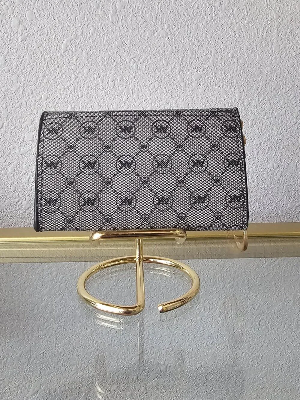 Anne Klein Silver Monogram Keychain Card Case Wallet